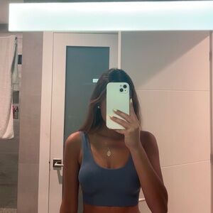 Aerie Blue Ribbed Crop Top Sports Athletic